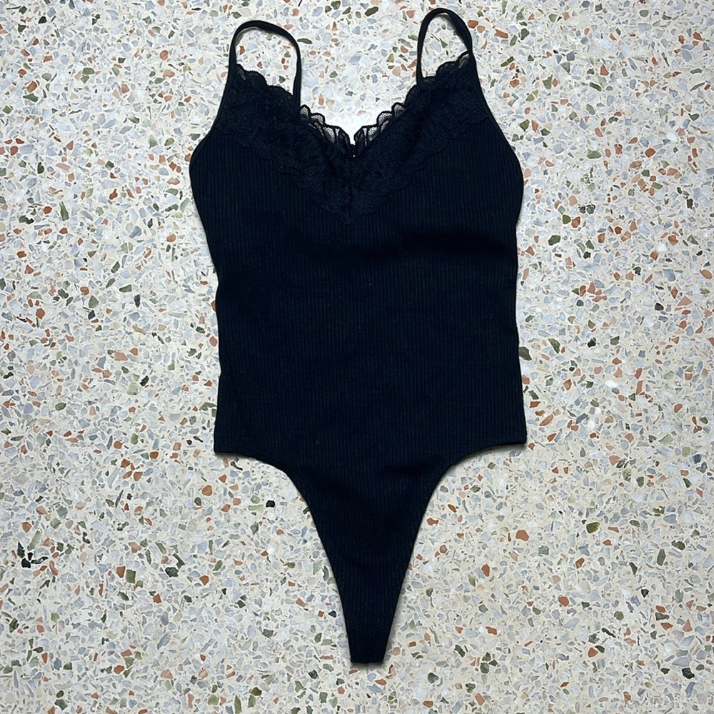 Sexy PINK Victoria’s Secret Black Bodysuit Top Size M